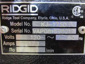 lot 10 image: Ridgid KollmanKJ-1750 Jet-Set