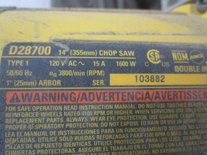 lot 82 image: DeWalt Chop Saw