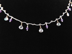 .925 Sterling Silver Amethyst and Aurora Borealis Crystal Necklace