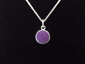 .925 Sterling Silver Purple Enamel Pendant Necklace