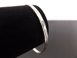 .925 Sterling Silver Etched Flower Bangle Bracelet