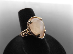 .925 Sterling Silver Rose Gold Vermeil Faceted Pink Quartz Ring Size 6.5