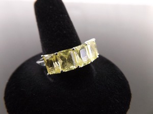.925 Sterling Silver Faceted Citrine Crystal Ring Size 10.25