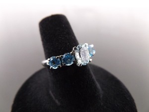 .925 Sterling Silver Blue Topaz Ring Size 6