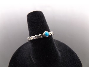 .925 Sterling Silver Turquoise Ball Ring Size 6.5