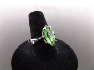 .925 Sterling Silver Marquise Cut Peridot Crystal Ring Size 9