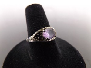 .925 Sterling Silver Oval Cut Amethyst Ring Size 8