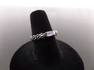 .925 Sterling Silver Square Cut Amethyst Ring Size 7