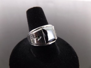 .925 Sterling Silver Square Cut Hematite Ring Size 9