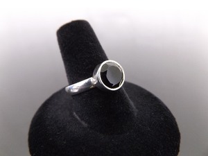 .925 Sterling Silver Faceted Onyx Ring Size 8