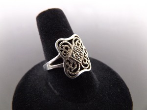 .925 Sterling Silver Art Nouveau Scrolled Ring Size 8.5