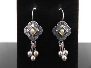 .925 Sterling Silver Art Nouveau Scrolled Dangle Hook Earrings