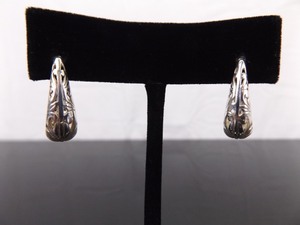 .925 Sterling Silver Scrolled Oval Hoop Clamp Post Earrings