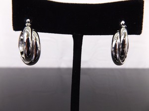 .925 Sterling Silver Twined Hoop Post Latch Earrings