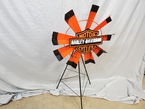 lot 10 image: Recycled Metal Garden Art Harley Davidson Windmill