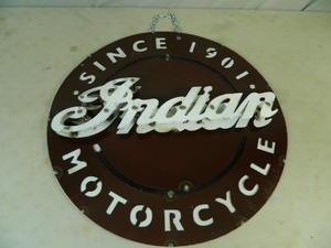 lot 18 image: New Large Indian Motorcycles Recycled Metal Sign