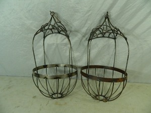 lot 44 image: 2 New Recycled Metal Hanging Plant Holders  Decorations