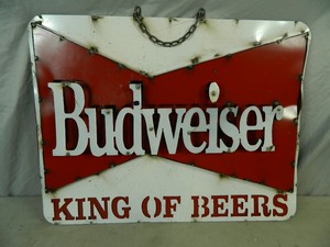 lot 53 image: New Recycled Metal Budweiser King of Beer Sign
