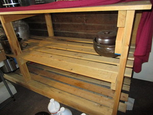 lot 107 image: Wooden Bench  Shelf