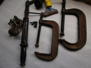 lot 288 image: C-clamps. Nail Puller, Wedge, Glasses