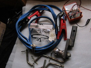 lot 379 image: Jumper Cables, Receiver Hitch, Ohm Meter