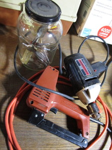lot 314 image: Electric Stapler, Drill, Spade Bits & Chisels