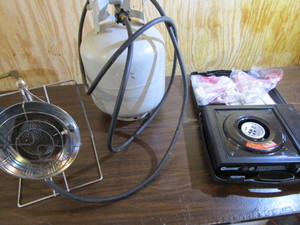 lot 478 image: Sunflower Heater, LP Tank, Gas Stove