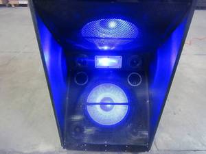 lot 204 image: QFX Dual 12 Portable Bluetooth Karaoke PA Speaker with 15 LCD Screen & Disco Light PBX-412205