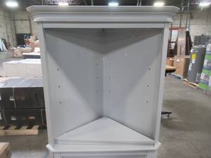 lot 306 image: Home Decorators Collection Hampton Harbor 23 in. W x 13 in. D x 67-12 in. H Corner Linen Storage Cabinet in Dove Grey 4772810270