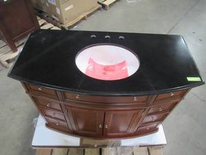 lot 309 image: Home Decorators Collection Hampton Harbor 44 in. W x 22 in. D Bath Vanity in Sequoia with Granite Vanity Top 3620900960