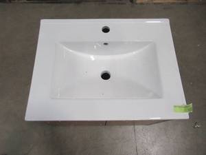 lot 314 image: Timeless Home 24 in. W x 18.31 in. D x 19.69 in. H Single Bathroom Vanity in Walnut Brown with Porcelain TH88024WB