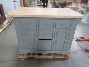 lot 324 image: Crosley Furniture Julia Gray Kitchen Island with Wood Top KF30025GY-NA