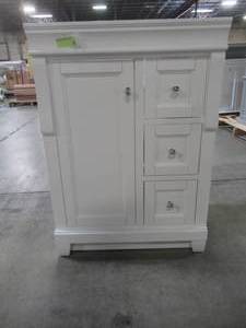 lot 332 image: Home Decorators Collection Naples 24 in. W Bath Vanity Cabinet Cabinet Only in White with Right Hand Drawers NAWA2418D