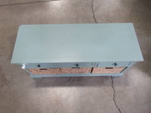 lot 335 image: Decor Therapy Montgomery Antique Iced Blue Storage Bench FR6297