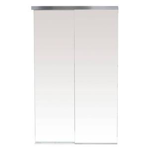 lot 126 image: Impact Plus 48 in. x 80 in. Polished Edge Backed Mirror Aluminum Frame Interior Closet Sliding Door with Chrome Trim, PES4068C.
