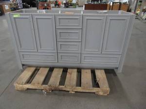 lot 100 image: Glacier Bay Candlesby 60 in. W x 19 in. D Bath Vanity in Sterling Gray, CD60P2-ST  - Scratch and Dent.