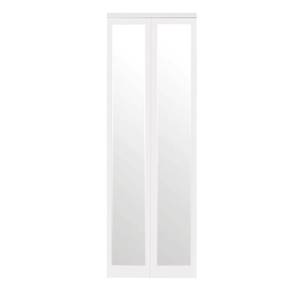 lot 119 image: Impact Plus 32 in. x 80 in. Mir-Mel Primed Mirror Solid Core MDF Full-Lite Interior Closet Wood Bi-Fold Door with Matching Trim, BMM2868PMW.