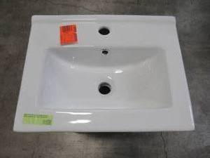 lot 348 image: Home Decorators Collection Digby 18 in. W x 14 in. D Bath Vanity in Rustic Walnut with Ceramic Vanity Top in White with White Basin Digby 18RW