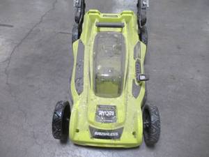 lot 25 image: Ryobi 20 in. 40-Volt Brushless Lithium-Ion Cordless Battery Walk Behind Push Lawn Mower RY401110-Y