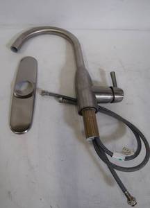 lot 619 image: American Standard Fairbury Single-Handle Pull-Down Sprayer Kitchen Faucet in Stainless Steel