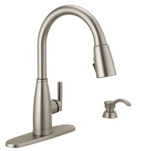 lot 670 image: Delta Varos Pull-Down Kitchen Faucet in Stainless 19792Z-SPSD-DST