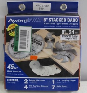 lot 919 image: Avanti Pro 8 in. x 24-Teeth Stacked Dado Saw Blade Set