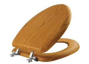 lot 911 image: Mayfair Elongated Closed Front Toilet Seat in Natural Oak