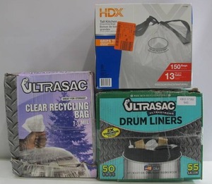 lot 943 image: Lot of 3 Boxes (300 Bags) Heavy Duty Trash Bags HDXUltrasac
