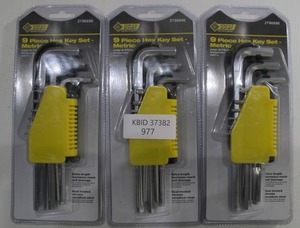 lot 977 image: 3-Pack Steel Grip 9-Piece Metric Hex Key Set