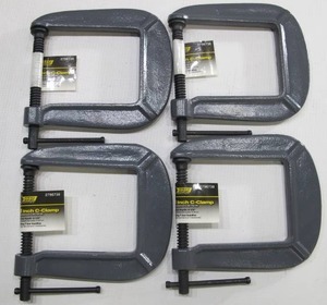 lot 979 image: 4-Pack Steel Grip 3 Inch C-Clamps