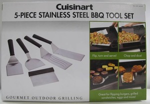 lot 945 image: Cuisinart 5-Piece Steel BBQ Grilling Tool Set