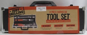 lot 937 image: Just Grilling 8-Piece BBQ Grill Tool Set - Tongs Fork Spatula Skewers