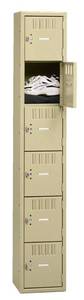 lot 22 image: TENNSCO 6 Door, 6 Tier, Welded Locker.  12 x 12 x 72 (sand color). No legs