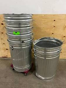 lot 86 image: TOUGH GUY Lot of 7-  Metal Garbage Cans (30 gallon)